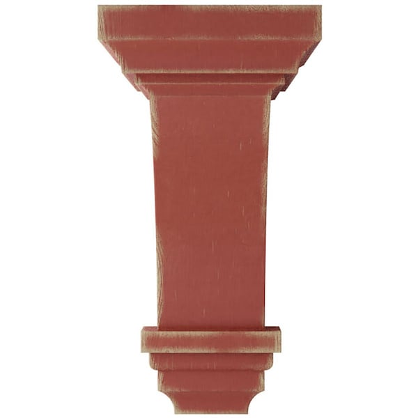 4W X 4 3/4D X 8H Small Jefferson Wood Vintage Decor Corbel, Salvage Red